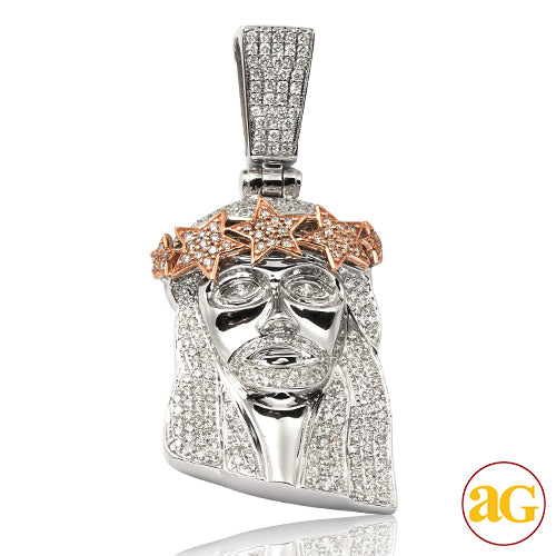 10KW+R 2.10CTW DIAMOND JESUS HEAD PENDANT