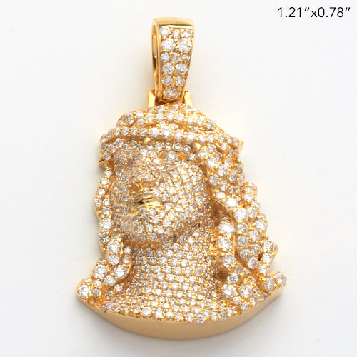 10KY 1.35CTW DIAMOND FULL FACE JESUS PENDANT