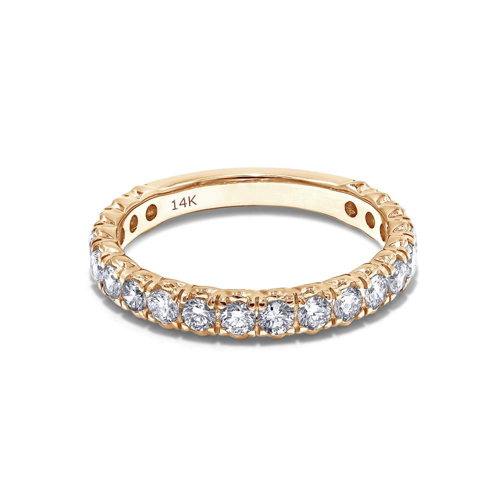 0.85 Carat Round Cut Lab Grown Diamond Eternity Engagement Wedding Band In 14K Solid Gold Jewelry