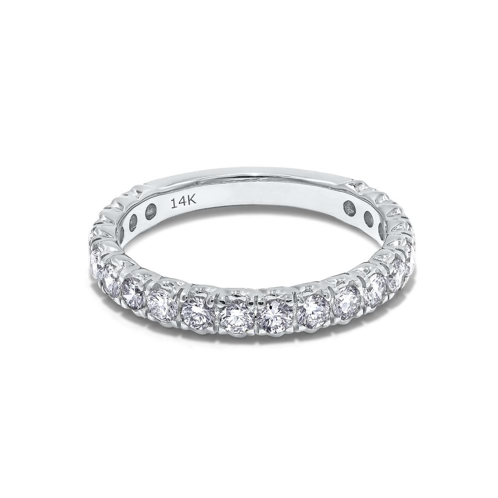 0.85 Carat Round Cut Lab Grown Diamond Eternity Engagement Wedding Band In 14K Solid Gold Jewelry