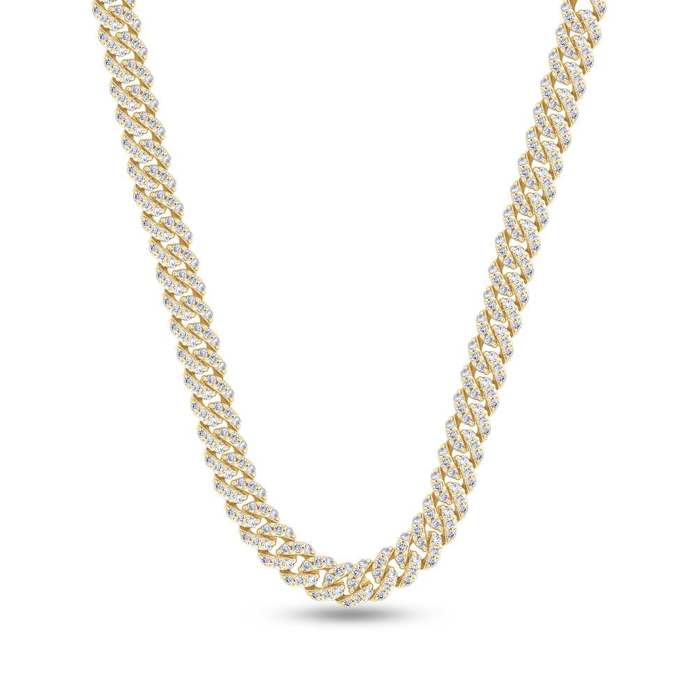 5.64 Cttw Round Shape Lab Grown Diamond 4.5MM Width Single Row Cuban Chain Necklace In 14K Solid Gold Jewelry, 16" With 2" Extender