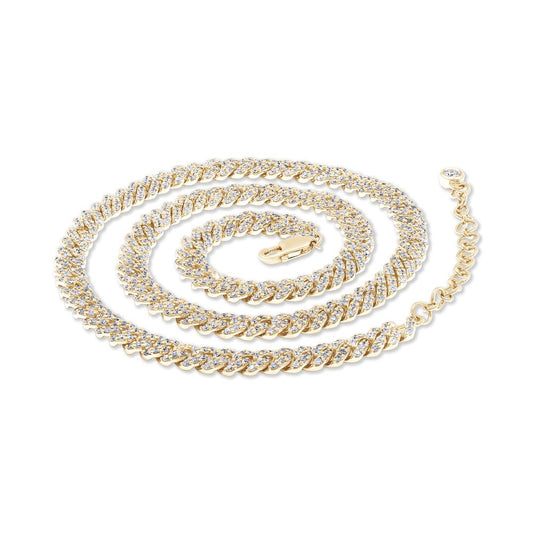 5.99 Cttw Round Shape Lab Grown Diamond 4.5MM Width Single Row Cuban Chain Necklace In 14K Solid Gold Jewelry, 17" With 2" Extender