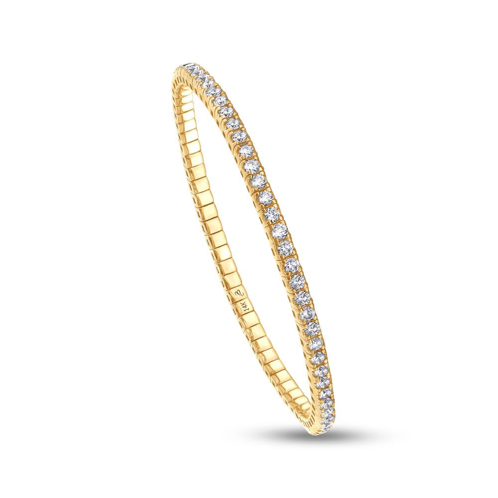 2.70 Cttw Lab Grown Diamond 2.2MM Width Stretchable Tennis Bracelet In 14K Solid Gold Jewelry, Size Small