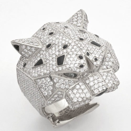 14KW 5.00CTW DIAMOND MENS PANTHER RING