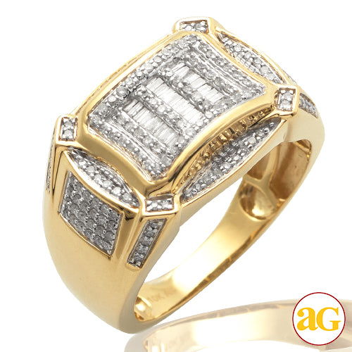 10KY 0.60 CTW  BAGUETTE DIAMOND MEN'S RING