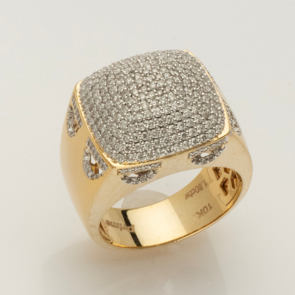 10KY 1.65CTW MICROPAVE DIAMOND SQUARE DOME MENS