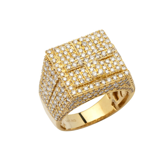 14KY 3.80CTW DIAMOND SQUARE & CROSS MENS RING