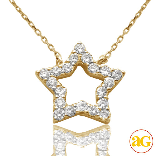 14KY 0.20CTW DIAMOND NECKLACE - OPEN STAR