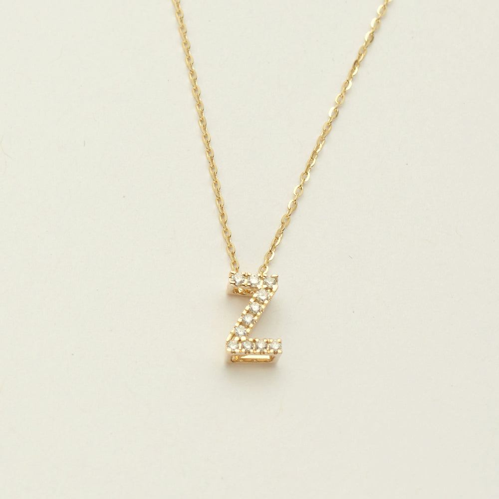 14KY 0.13CTW DIAMOND INITIAL NECKLACE