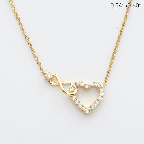 14KY 0.15CTW DIAMOND HEART & INFINITY NECKLACE