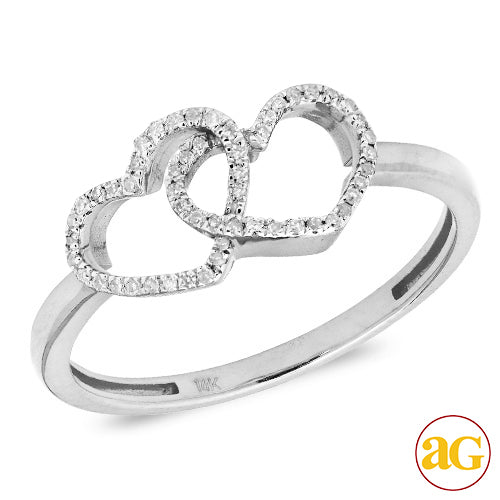 14KW 0.10CTW DIAMOND DOUBLE HEART RING