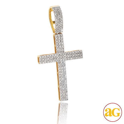 10KY 0.40CTW DIAMOND FLAT MICRO PAVE CROSS PENDANT