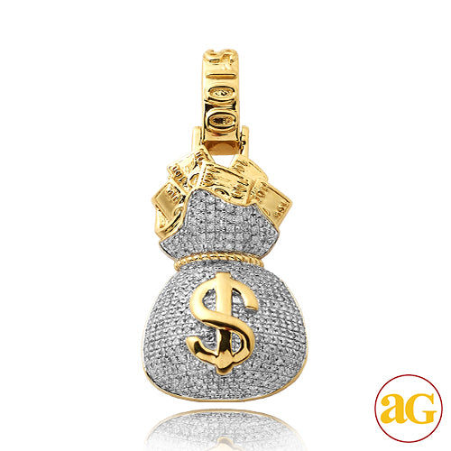 10KY 0.85CTW DIAMOND MONEY BAG PENDANT