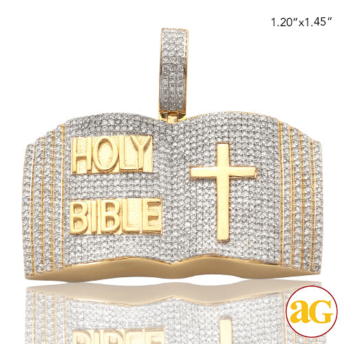 10KY 1.35CTW DIAMOND HOLY BIBLE PENDANT