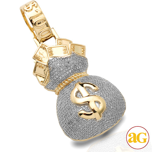 10KY 1.15CTW DIAMOND 'MONEYBAG' PENDANT