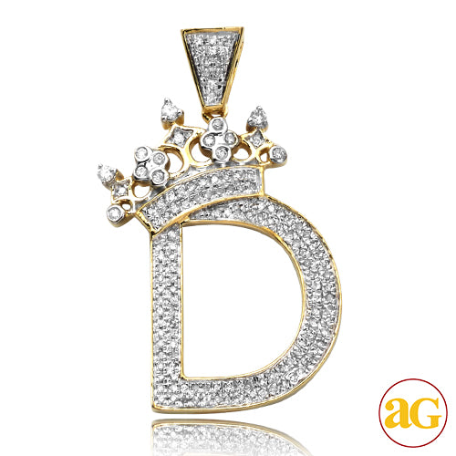 10KY 0.40CTW DIAMOND INITIAL WITH CROWN PENDANT -