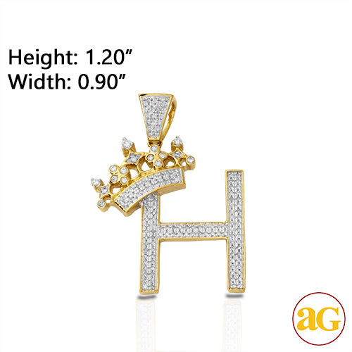 10KY 0.40CTW DIAMOND INITIAL WITH CROWN PENDANT -