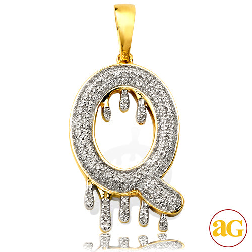 10KY 0.50CTW DRIPPING DIAMOND INITIAL PENDANT