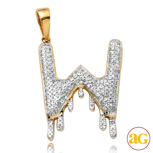 10KY 0.45CTW DIAMOND DRIPPING INITIAL PENDANT