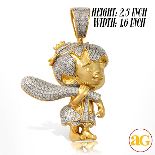 10KY 1.85CTW DIAMOND 'BAM BAM' CARTOON PENDANT