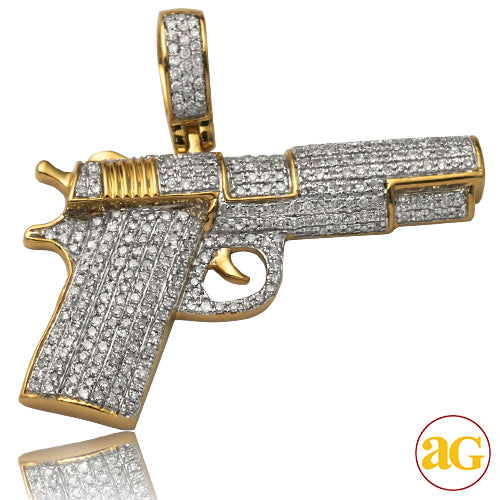 10KY 1.00CTW DIAMOND HANDGUN PENDANT