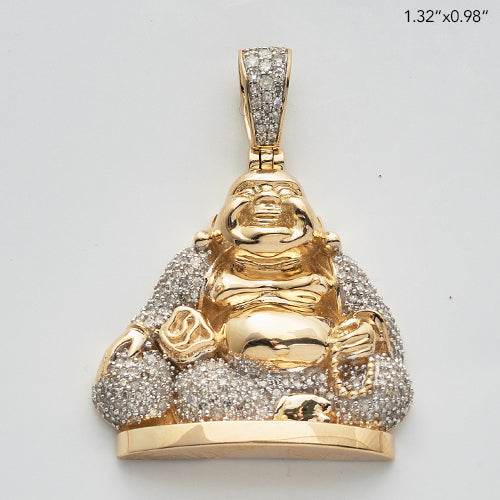 10KY 1.00CTW DIAMOND SITTING FAT BUDDHA PENDANT