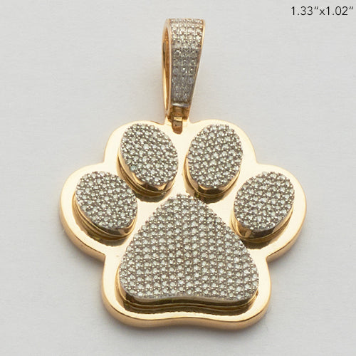 10KY+W 0.85CTW DIAMOND PAW PRINT PENDNAT