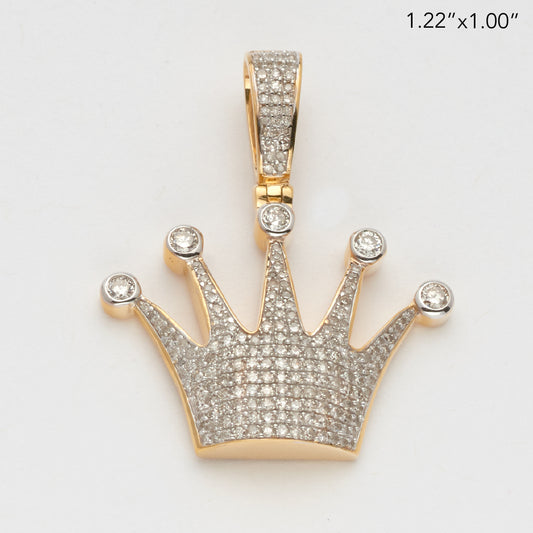 10KY 0.75CTW DIAMOND PUFFED CROWN PENDANT