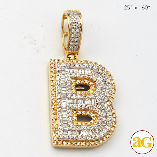 14KY 0.75 CTW DIAMOND INITIAL PENDANT "B"