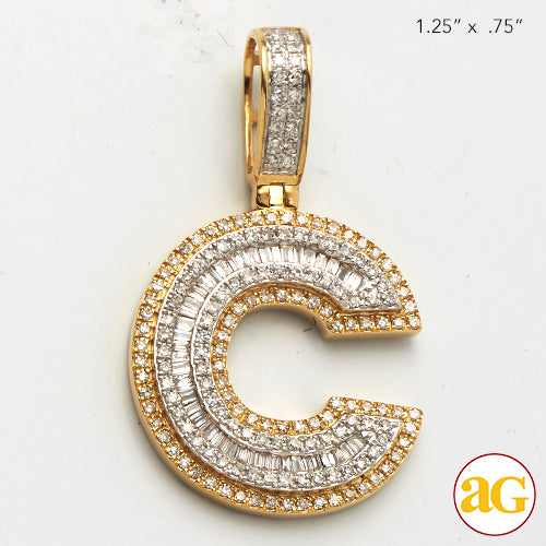 14KY 0.65 CTW DIAMOND INITIAL PENDANT "C"