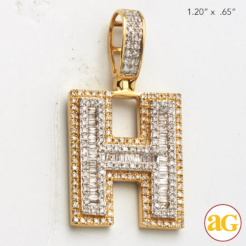 14KY 0.75 CTW DIAMOND INITIAL PENDANT "H"