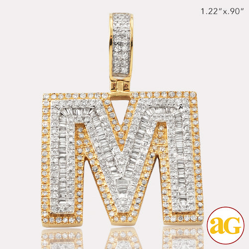 14KY 1.00 CTW DIAMOND INITIAL PENDANT "M"