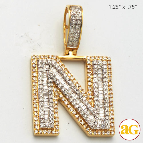 14KY 0.90 CTW DIAMOND INITIAL PENDANT "N"