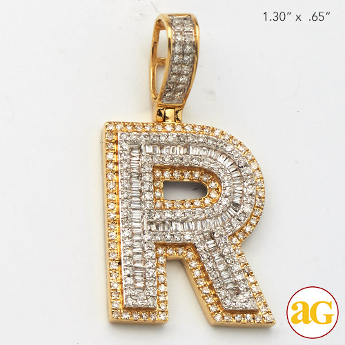 14KY 0.85 CTW DIAMOND INITIAL PENDANT "R"