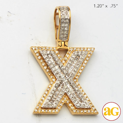 14KY 0.65CTW DIAMOND INITIAL PENDANT "X"