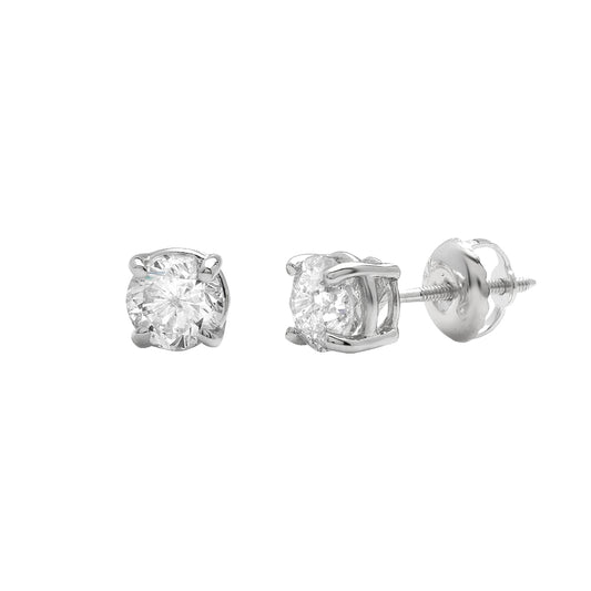 14KW 1.03CTW ROUND DIAMOND EARRING STUDS